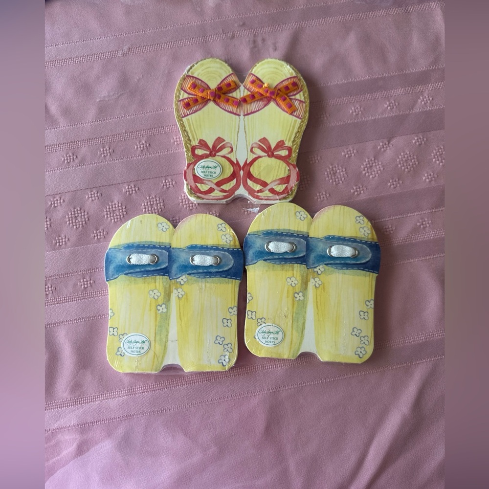 Lady Jayne note pads lot of 3 flip flops lace vintage 2004 in sealed plastic